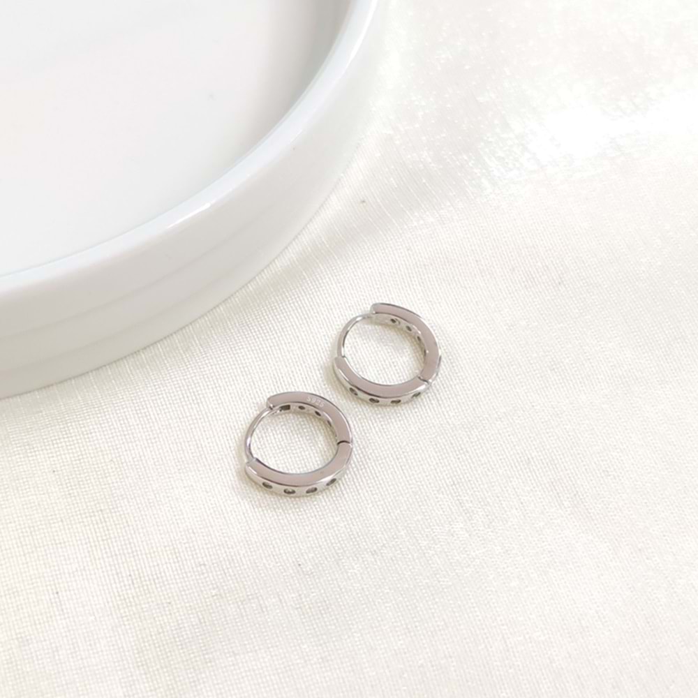 İTHAL 10 MM TAŞ DETAY GÜMÜŞ HALKA KÜPE