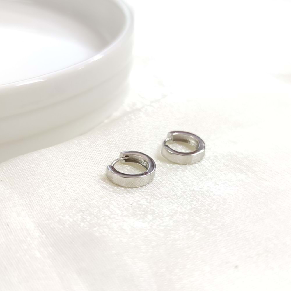 İTHAL 8 MM DESENLİ GÜMÜŞ HALKA KÜPE