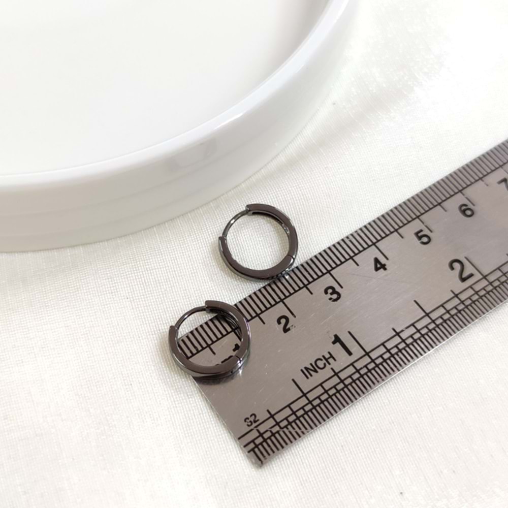 İTHAL 11 MM DÜZ OKSİTLİ GÜMÜŞ HALKA KÜPE