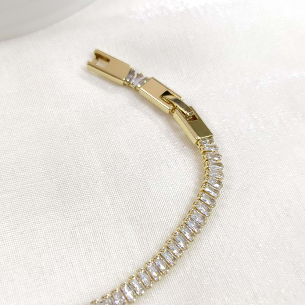 XUPING 5 MM BAGET TAŞLI SU YOLU BİLEKLİK GOLD 17+2 CM