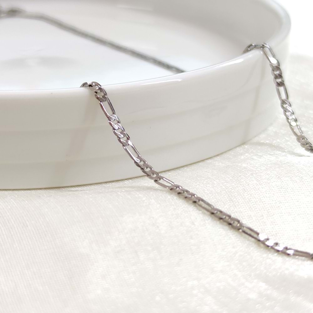 XUPING 2 MM FİGARO ZİNCİR KOLYE 55 CM BEYAZ