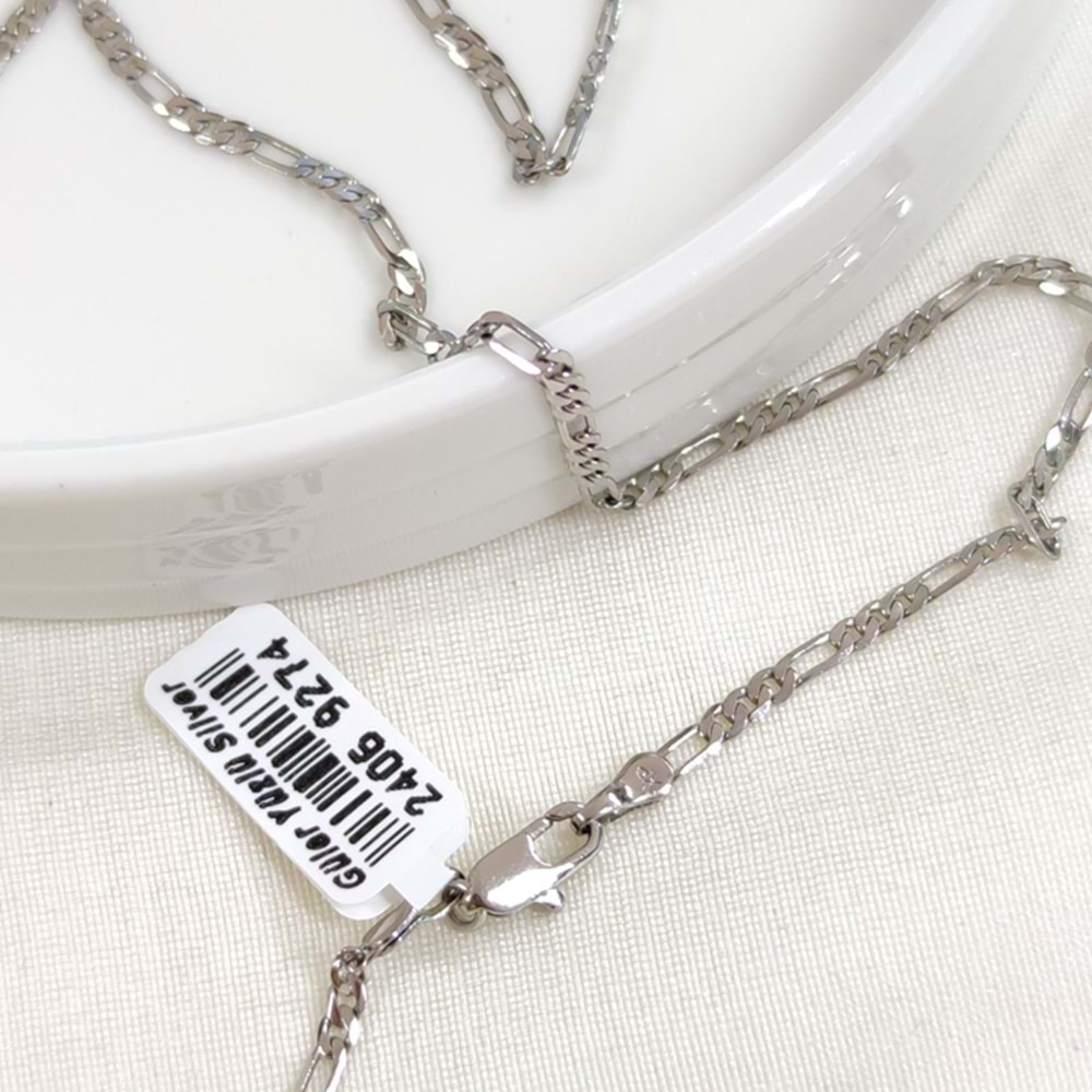 XUPING 2 MM FİGARO ZİNCİR KOLYE 55 CM BEYAZ