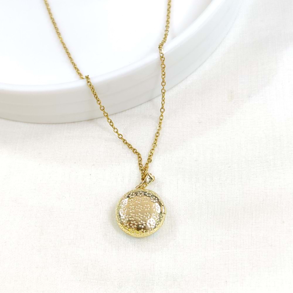 ÇELİK KAPAKLI KOLYE GOLD 40+5 CM