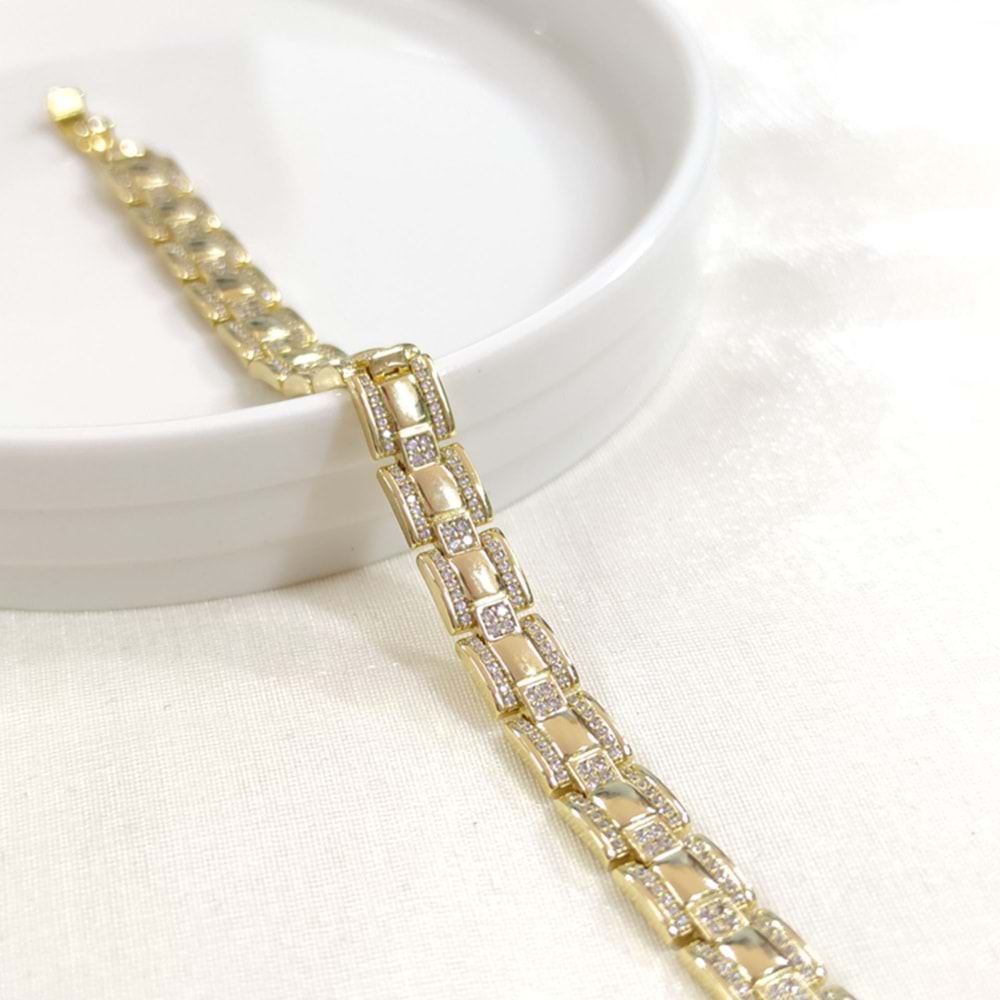 XUPING TAŞ DETAY KARE BİLEKLİK GOLD 17+2 CM