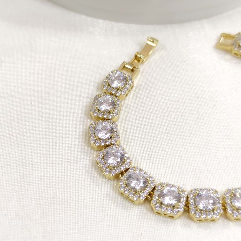 XUPING 9 MM KARE TAŞLI BİLEKLİK GOLD 17+2 CM