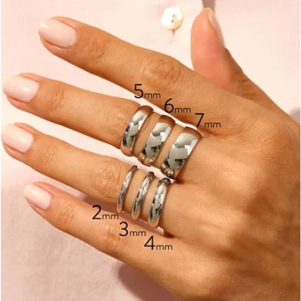 5 MM KLASİK BOMBELİ GÜMÜŞ ALYANS - RODYUM BEYAZ - 18