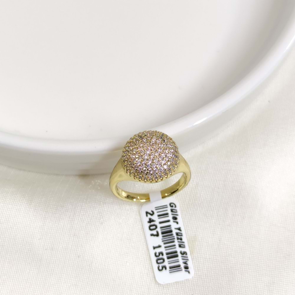 XUPING TAŞLI 1,3 CM KUBBE YÜZÜK GOLD - 18
