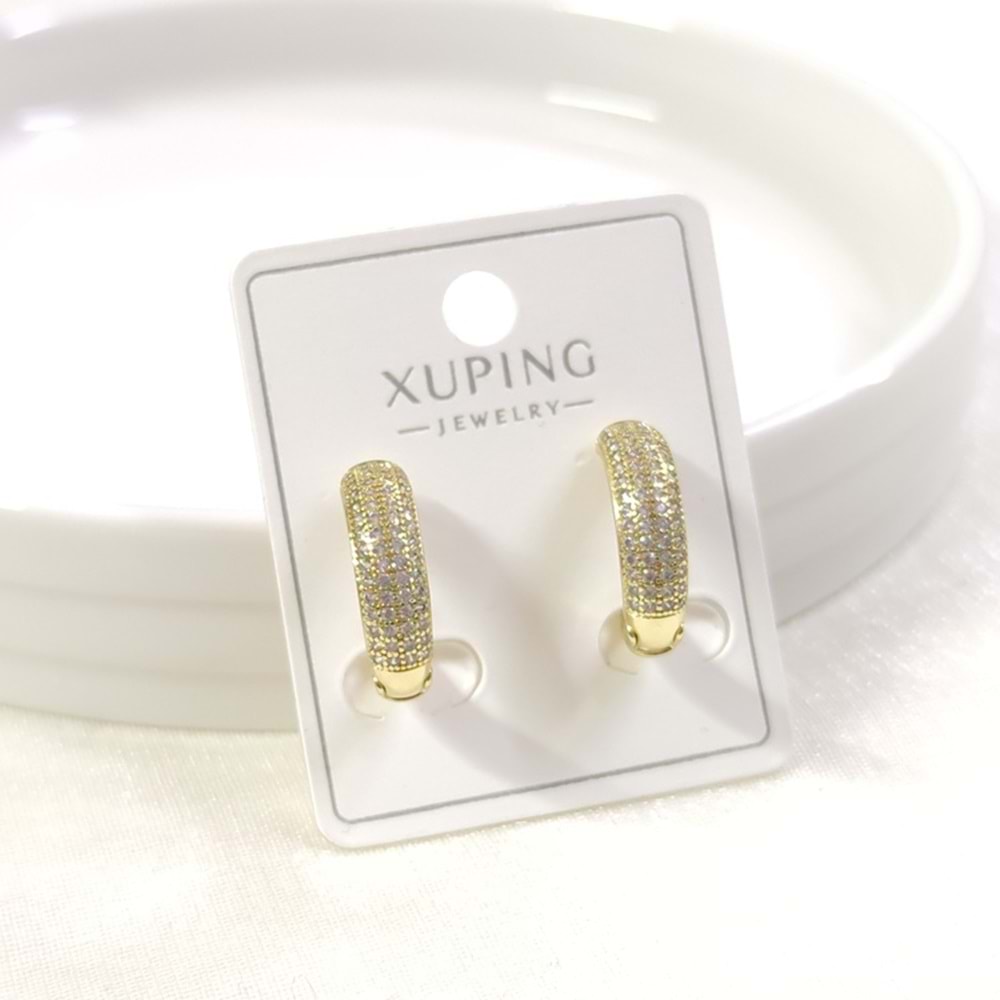 12 MM YARIM TUR TAŞLI HALKA XUPING KÜPE GOLD