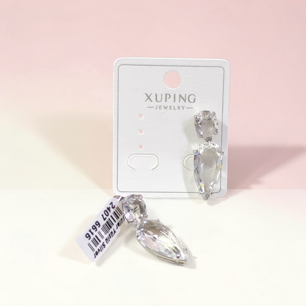 XUPING 3 CM DAMLA TAŞLI ÇİVİ KÜPE BEYAZ