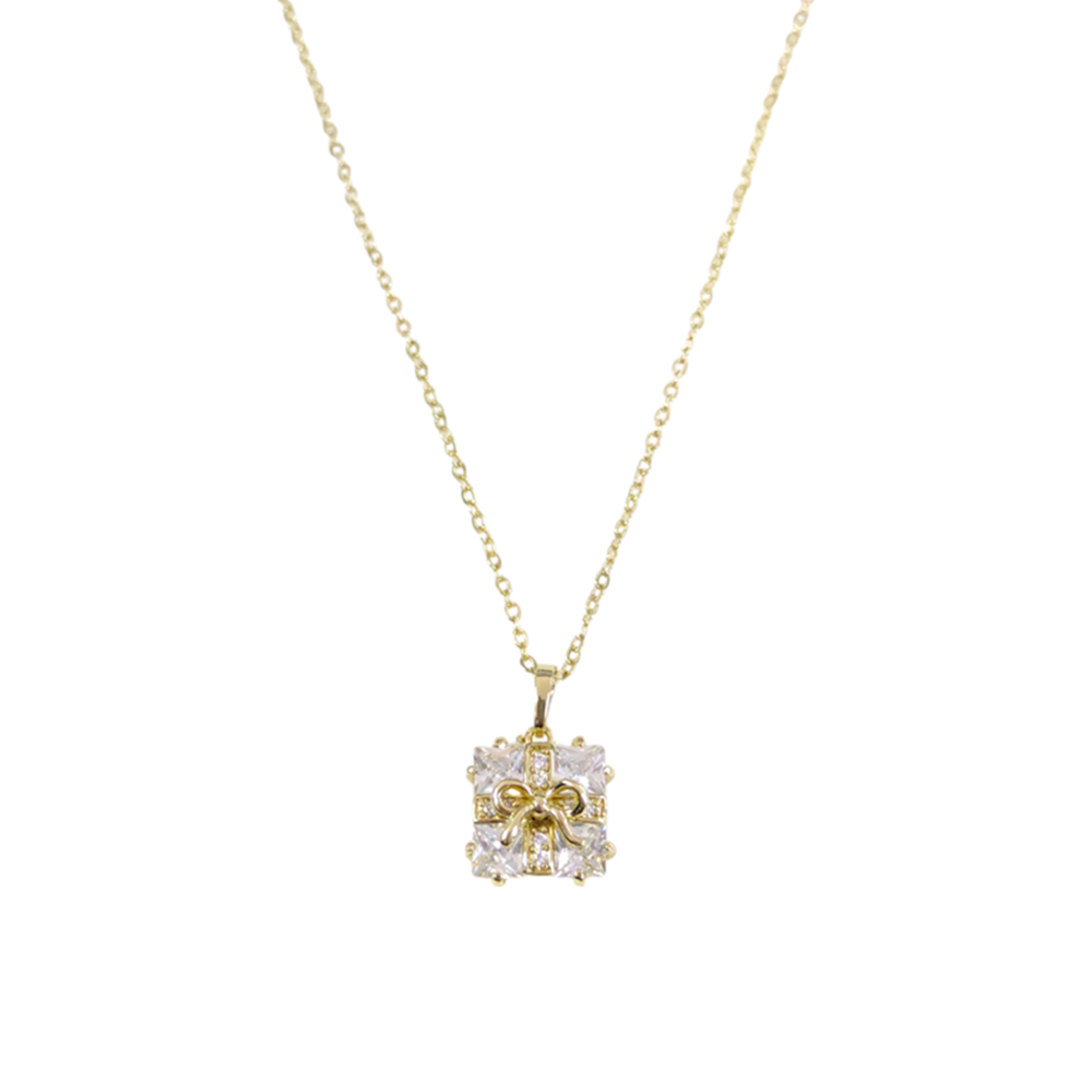 XUPING 13 MM TAŞLI HEDİYE KUTUSU KOLYE 45 CM GOLD