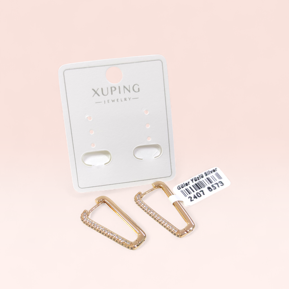 XUPING 20x8 MM TAŞLI OVAL HALKA KÜPE ROSE