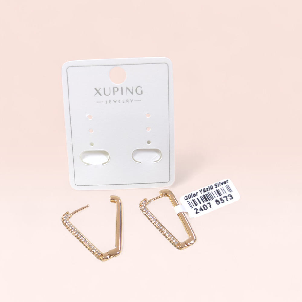 XUPING 20x8 MM TAŞLI OVAL HALKA KÜPE ROSE