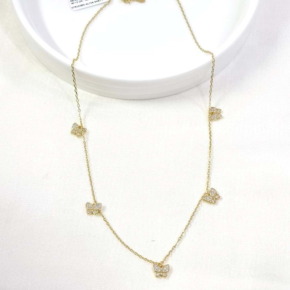 İTHAL SALLANTILI KELEBEK GÜMÜŞ KOLYE 40+5 CM