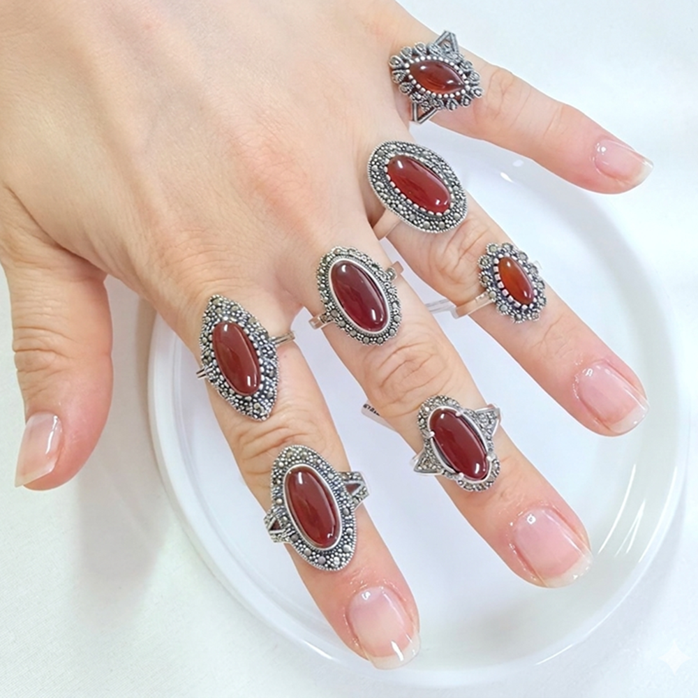 AKİK 22 MM MEKİK MARKAZİT GÜMÜŞ YÜZÜK