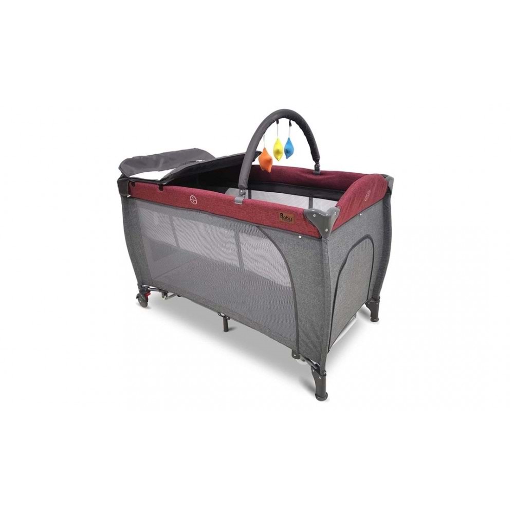 BABYHOPE BH-1050 DORA OYUN PARKI BEŞİK 70X110 - KIRMIZI GRİ