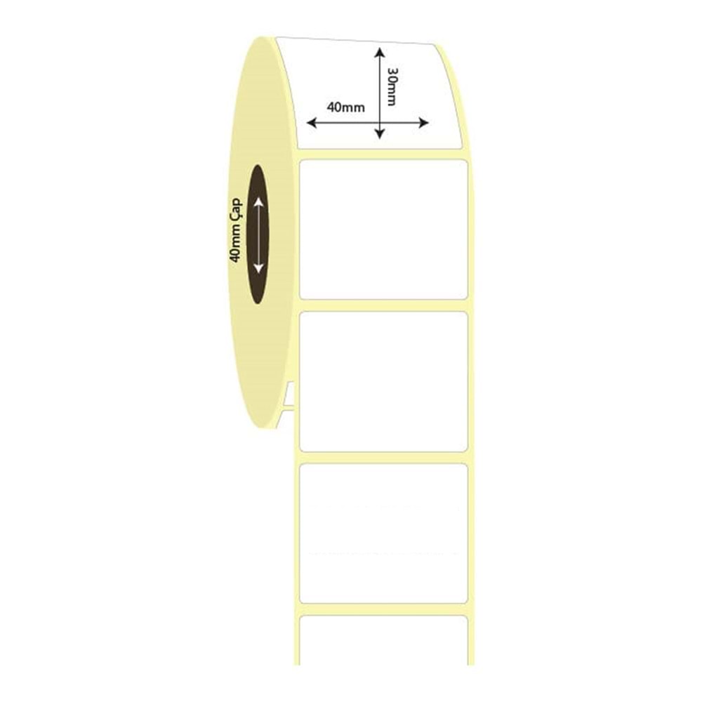 40mm x 30mm LAMİNE TERMAL ETİKET (1500 SARIM)