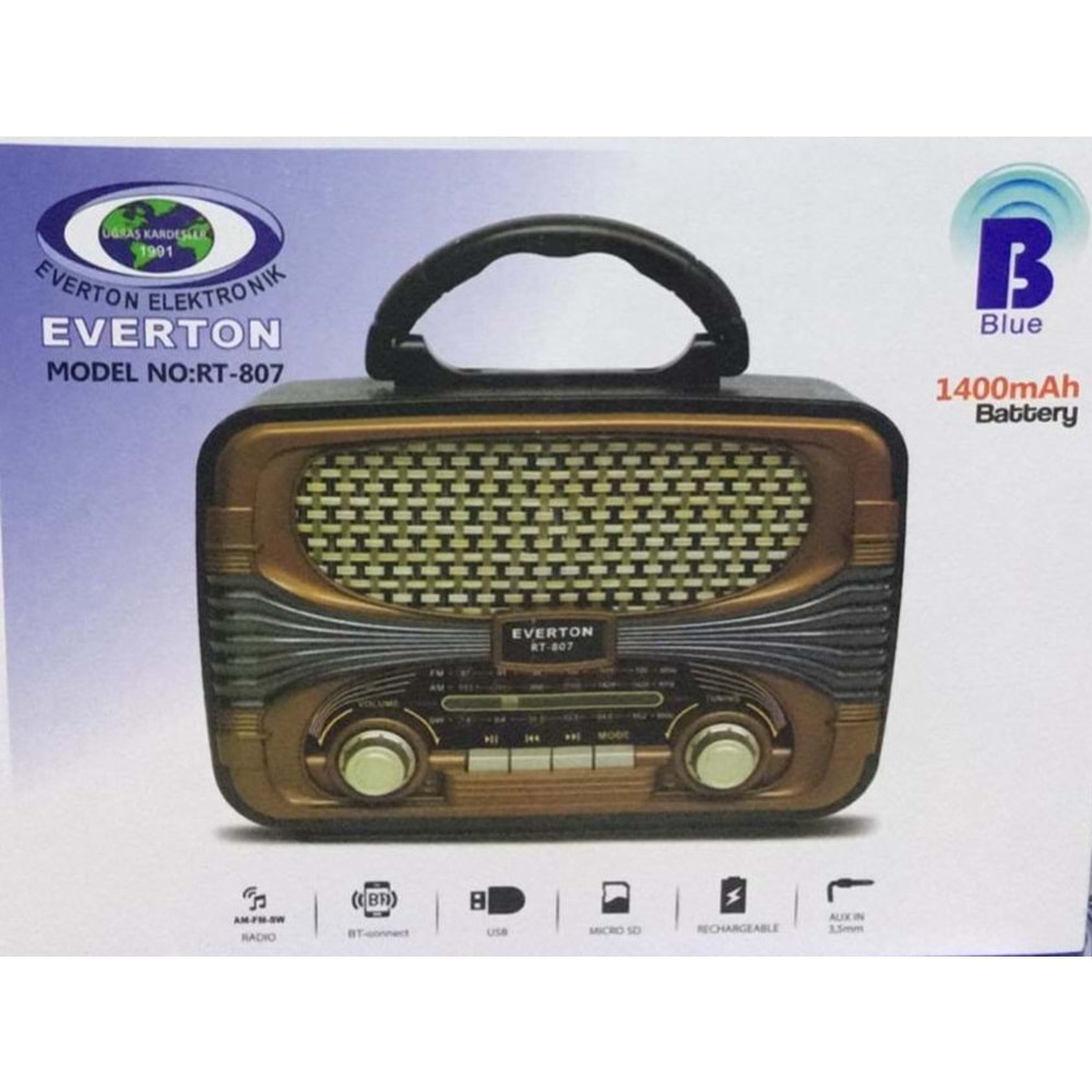 Everton Rt-807 Bluetooth Fm/Usb/Tf/Aux Nostaljik Radyo