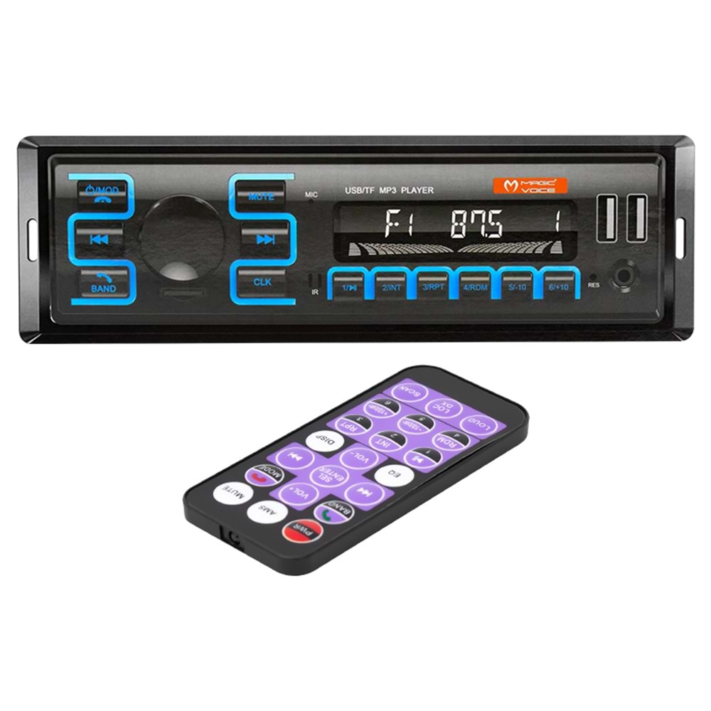 MAGICVOICE MV-5417 ÇİFT USB-SD-FM-AUX-BLUETOOTH MEKANİKSİZ OTO TEYP 4 X 55 WATT