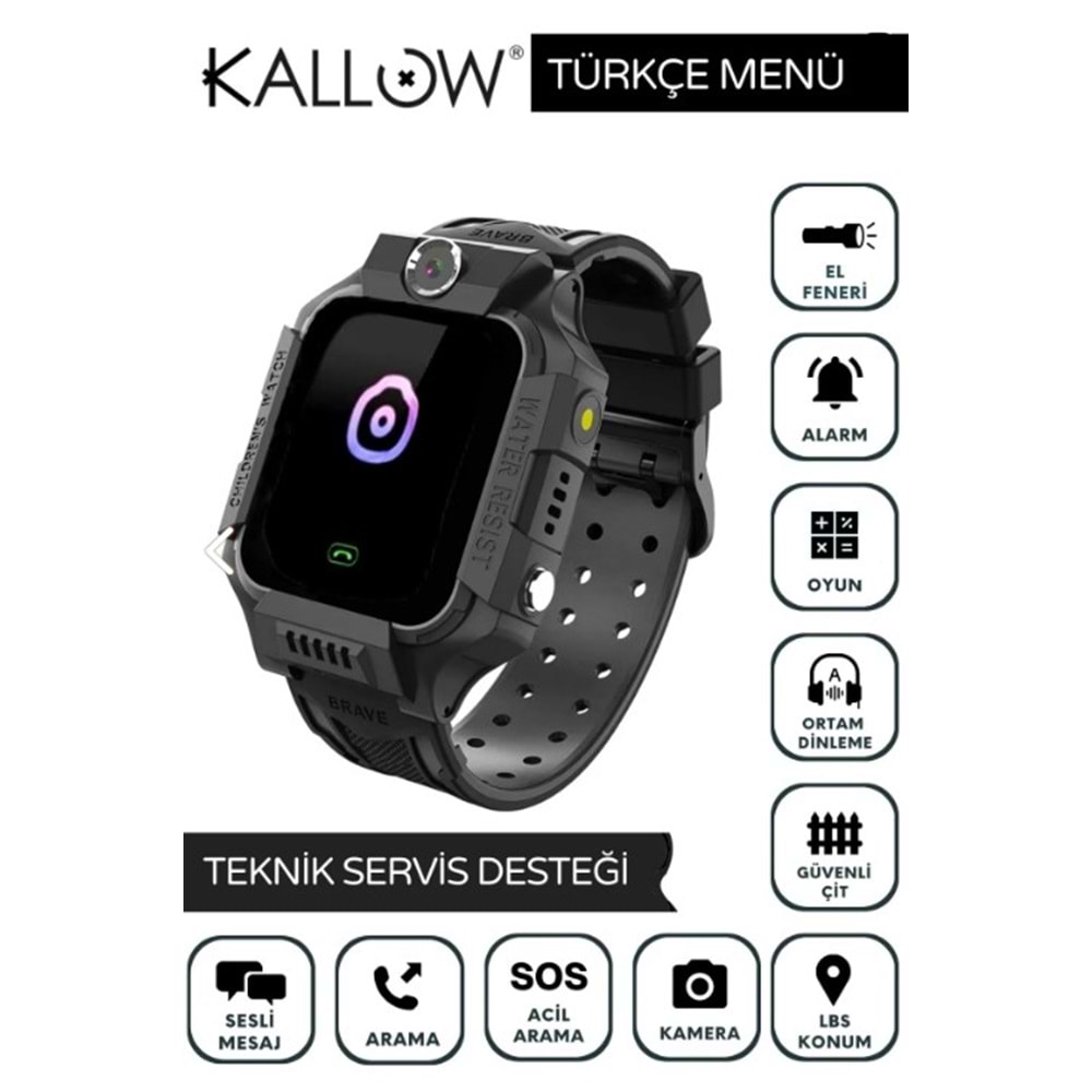 KALLOW Z10 AKILLI ÇOCUK SAATİ - SİYAH