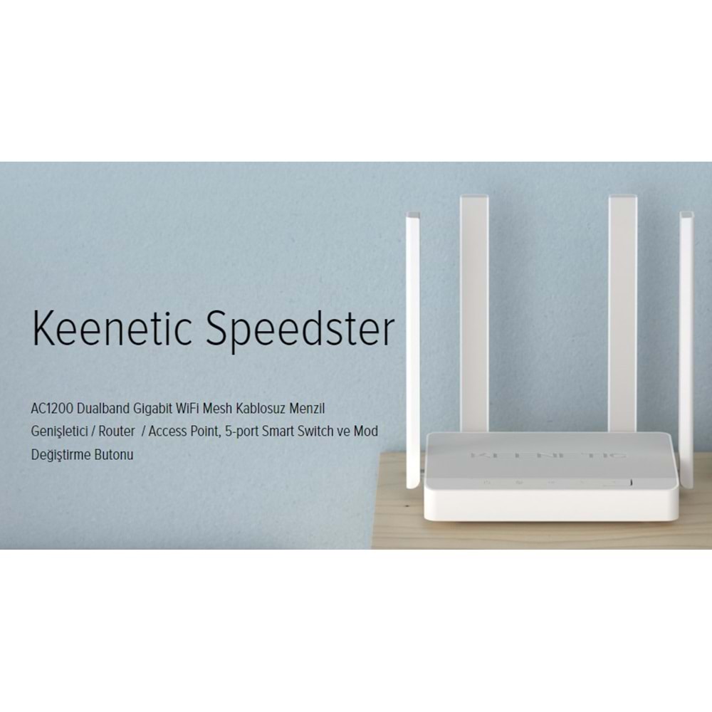 KEENETIC SPEEDSTER AC1200 4X5DBI Vpn Dualcore Mu-Mımo Beamforming Wpa3 5xge Fiber Mesh Wifi Router Access Point KN-3010-01EN