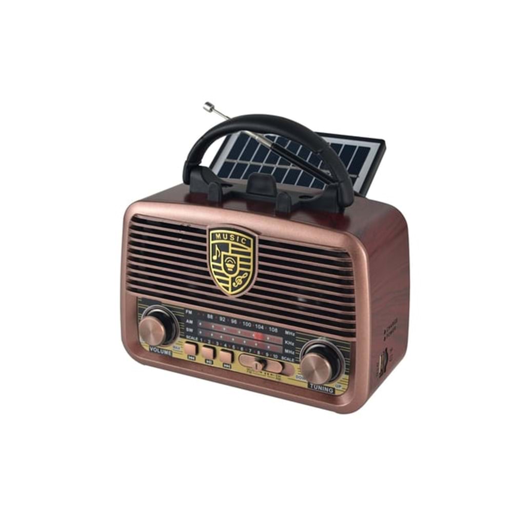 Everton Rt-845 Güneş Enerjili Panelli Bluetooth Fm/usb/Tf Card/Aux Şarjlı Nostaljik Radyo