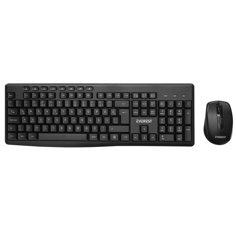 EVEREST KM-719 SİYAH KABLOSUZ Q KLAVYE + MOUSE