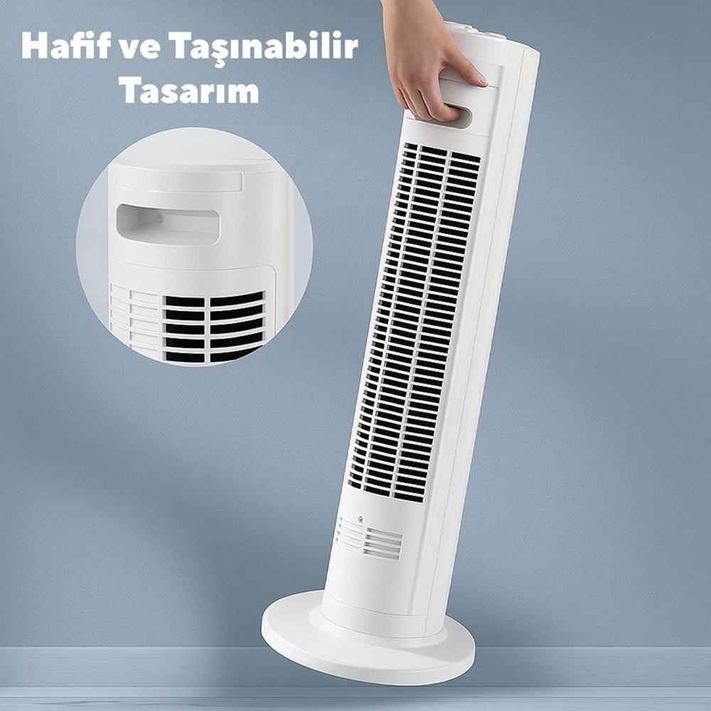 KUMTEL KTF-258W KULE TİPİ VANTİLATÖR BEYAZ 50W