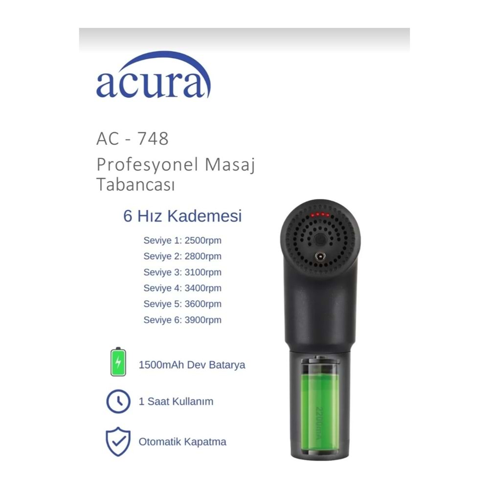 ACURA AC-748 TİTREŞİMLİ MASAJ ALETİ - SPORCU MASAJ TABANCASI