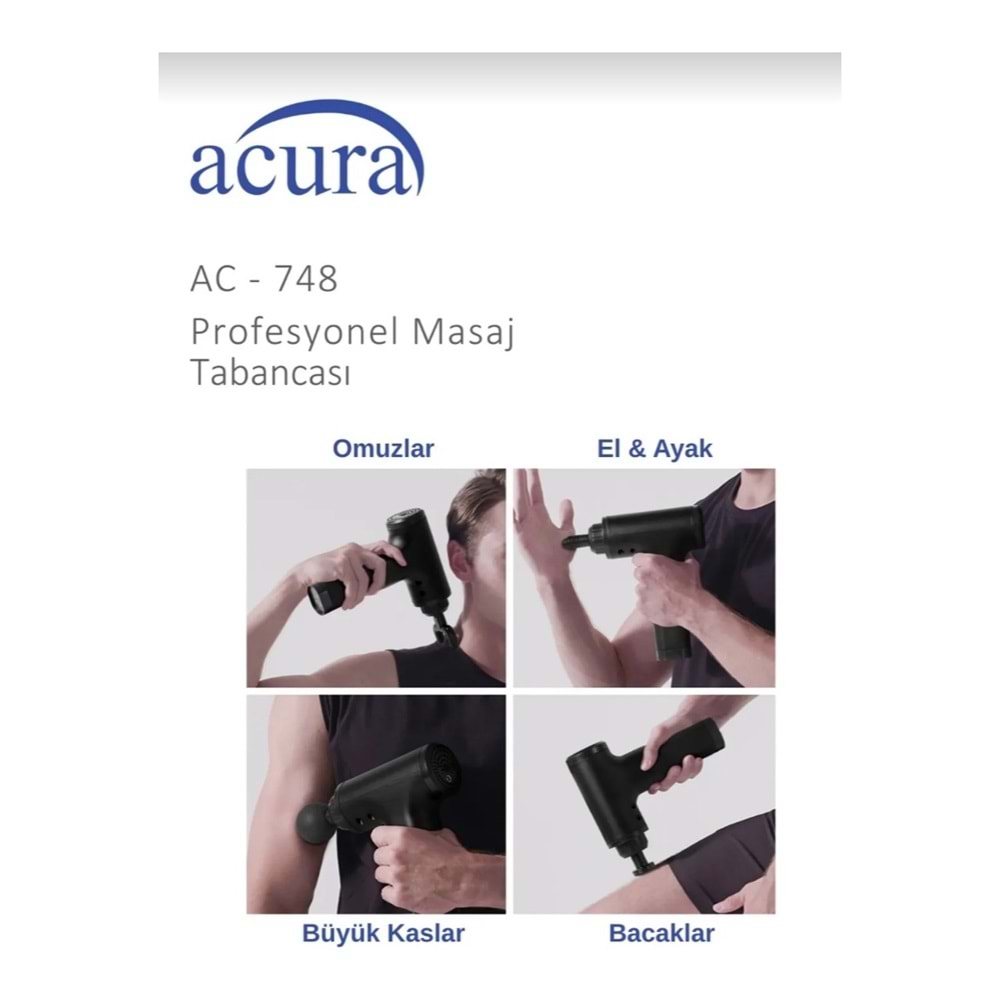 ACURA AC-748 TİTREŞİMLİ MASAJ ALETİ - SPORCU MASAJ TABANCASI