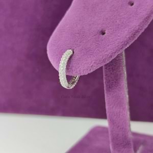 12 MM FULL ZİRKON TAŞ HALKA GÜMÜŞ KÜPE