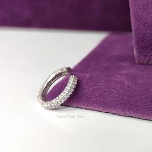 12 MM FULL ZİRKON TAŞ HALKA GÜMÜŞ KÜPE