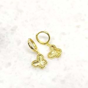 LAZER KELEBEK HALKA GÜMÜŞ KÜPE - ALTIN SARI