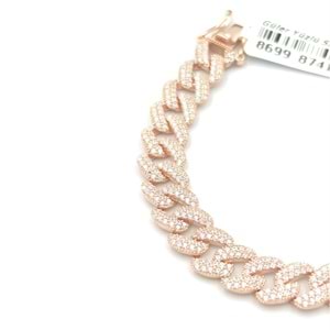 18 CM TAŞLI GURMET GÜMÜŞ BİLEKLİK - ROSE BAKIR