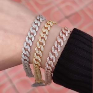 18 CM TAŞLI GURMET GÜMÜŞ BİLEKLİK - ROSE BAKIR