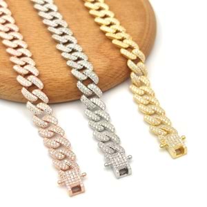 18 CM TAŞLI GURMET GÜMÜŞ BİLEKLİK - ROSE BAKIR