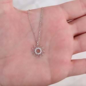 GÜNEŞ GÜMÜŞ KOLYE - RODYUM BEYAZ