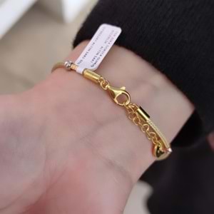 TEK SIRA DORİCA GÜMÜŞ BİLEKLİK - ALTIN SARI