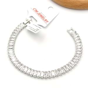 BAGET TAŞLI SU YOLU BİLEKLİK - BEYAZ