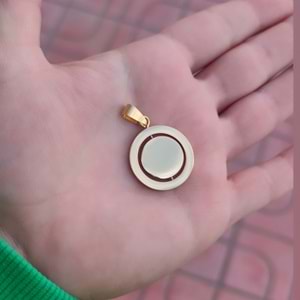 ÇELİK GOLD ORTASI DÖNEN YUVARLAK PLAKA KOLYE UCU