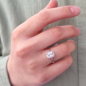 ÖZEL KESİM TAŞ MİNİ BAGET GÜMÜŞ YÜZÜK - 16