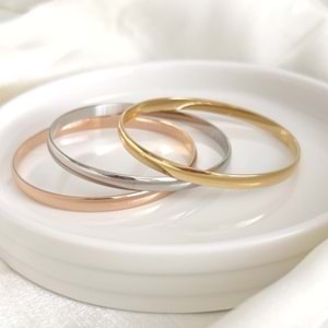 6 CM ÇELİK KALIN BOMBELİ AJDA BİLEZİK 1 ADET - ROSE BAKIR