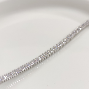 BAGET ŞERİT SU YOLU GÜMÜŞ BİLEKLİK 17 + 3 CM