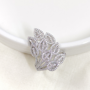 İTHAL 3 CM İRİ YAPRAK BAGET GÜMÜŞ YÜZÜK - 20