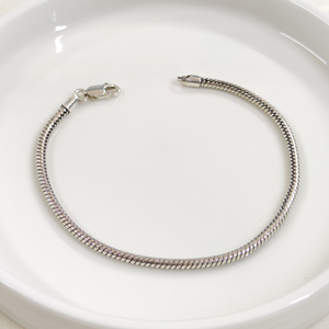 2,80 MM BORU YILAN ZİNCİR GÜMÜŞ ERKEK BİLEKLİK 21 CM