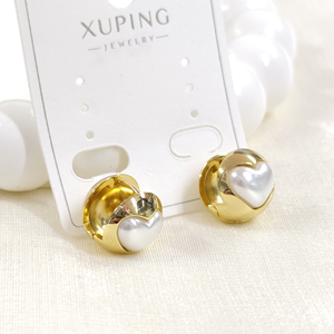 XUPING 13 MM TOP KALP DETAYLI ÇİFT TARAFLI 6 MM HALKA KÜPE GOLD