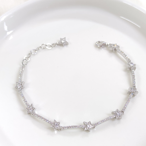 SU YOLU YILDIZ GÜMÜŞ BİLEKLİK 16+3 CM - RODYUM BEYAZ