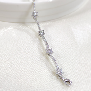 SU YOLU YILDIZ GÜMÜŞ BİLEKLİK 16+3 CM - RODYUM BEYAZ