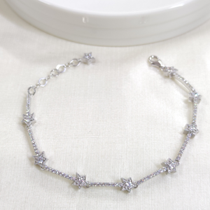 SU YOLU YILDIZ GÜMÜŞ BİLEKLİK 16+3 CM - RODYUM BEYAZ