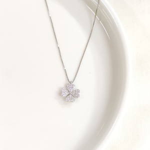 İTHAL 10 MM TAŞLI YONCA GÜMÜŞ KOLYE