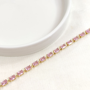 XUPING PEMBE TAŞLI BAGET BİLEKLİK GOLD 17+2 CM